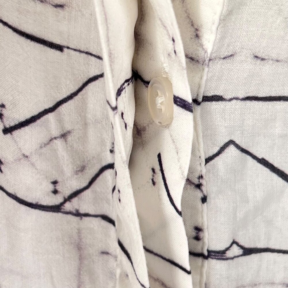 Cloth & Stone White Sleeveless Tencel Button Down Blouse Abstract Sheer Size L - Picture 4 of 10